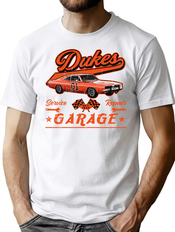 Dukes Garage T-Shirt for Men & Women, T-Shirts Graphic Tee - White