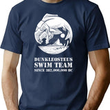 Dunkleosteus Swim Team T-Shirt - Retro Graphic Tee for Men & Women - Navy