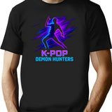 Dynamic K-Pop Demon Hunters Dance Silhouette T-Shirt for Men & Women, T-Shirts Graphic Tee - Black