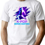 Dynamic K-Pop Demon Hunters Dance Silhouette T-Shirt for Men & Women, T-Shirts Graphic Tee - White