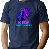 Dynamic K-Pop Demon Hunters Dance Silhouette T-Shirt for Men & Women, T-Shirts Graphic Tee - Navy