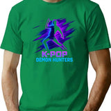 Dynamic K-Pop Demon Hunters Dance Silhouette T-Shirt for Men & Women, T-Shirts Graphic Tee - Green
