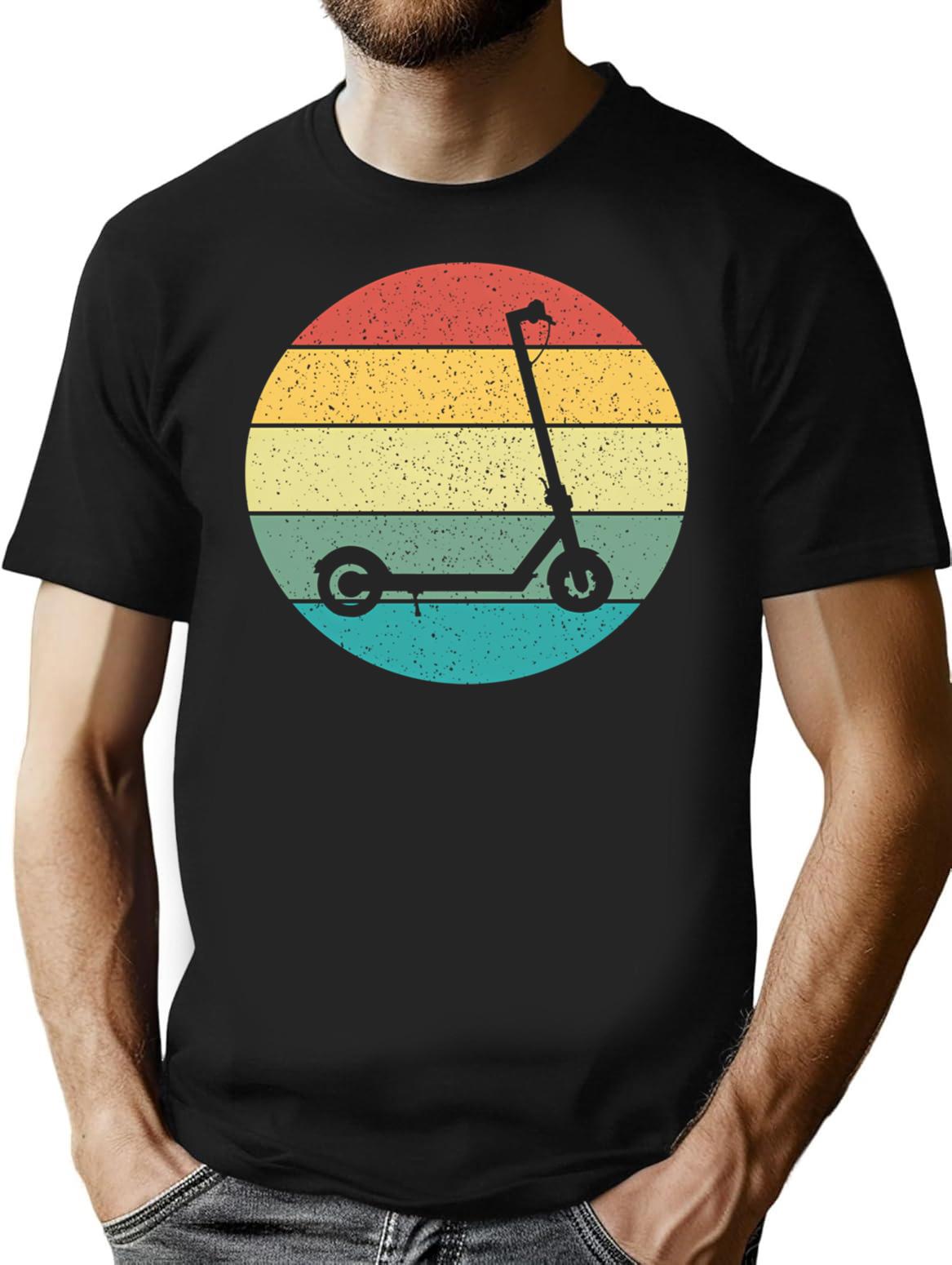 E-scooter Electric Scooter Retro Vintage T-Shirt - Retro Graphic Casual Tee - Black