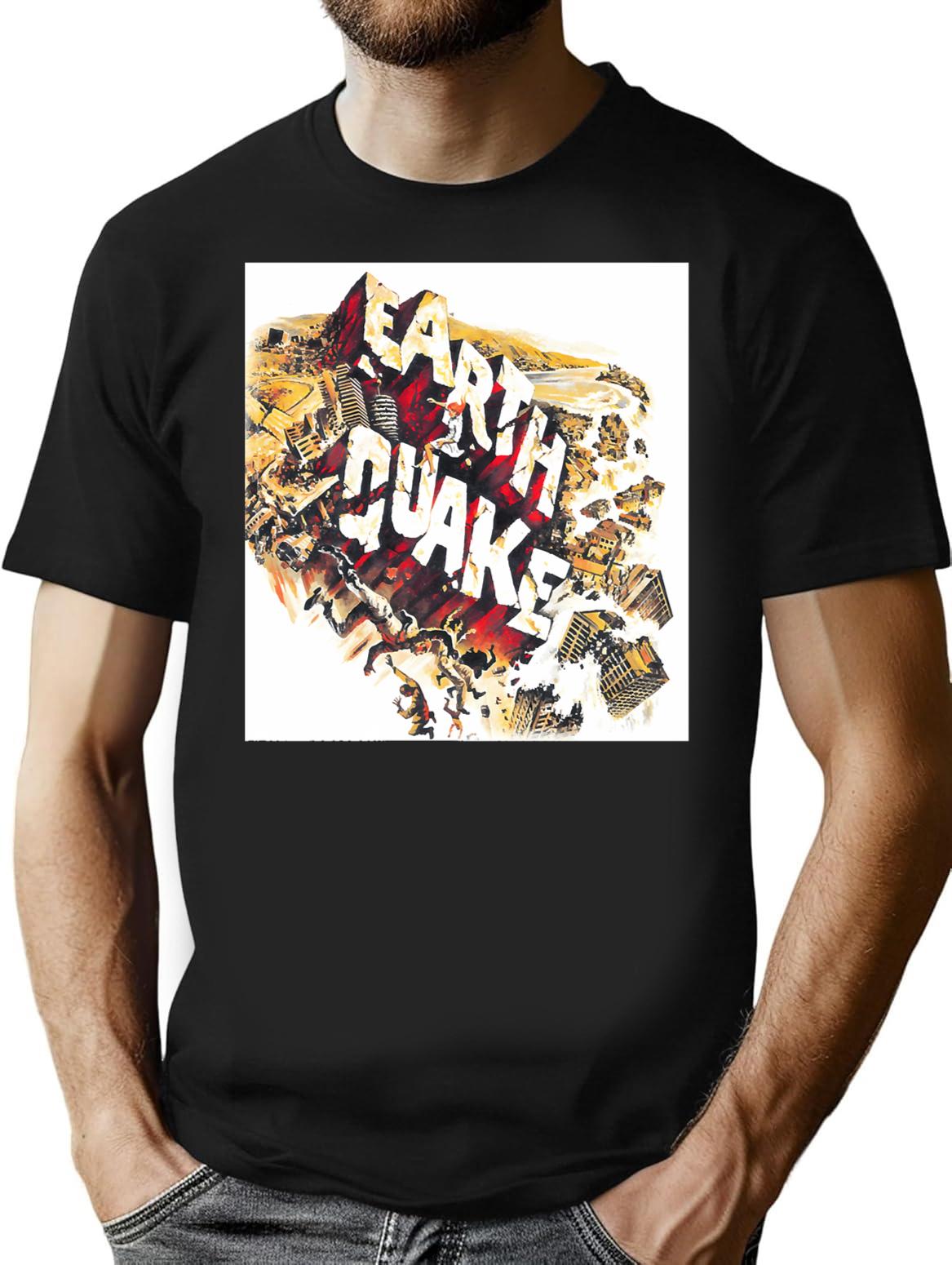 Earthquake Classic T-Shirt - Retro Graphic Tee for Men & Women - Black