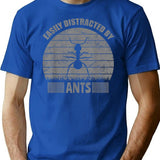 Easily Distracted By Ants Vintage Distressed Funny Ant Lover T-Shirt - Blue