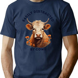 Easily Distracted By Cows Retro Design (1) T-Shirt - Navy