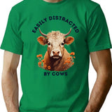 Easily Distracted By Cows Retro Design (1) T-Shirt - Green