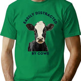 Easily Distracted By Cows Retro Design T-Shirt - Green