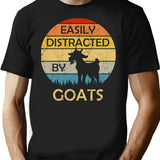 Easily Distracted By Goats Retro Vintage Funny Goat Lover (1) T-Shirt - Black