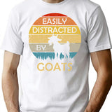Easily Distracted By Goats Retro Vintage Funny Goat Lover (1) T-Shirt - White
