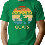 Easily Distracted By Goats Retro Vintage Funny Goat Lover (1) T-Shirt - Green