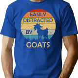 Easily Distracted By Goats Retro Vintage Funny Goat Lover (1) T-Shirt - Blue
