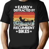 Easily Distracted By Recumbent Bikes Funny Recumbent Bike T-Shirt for Men & Women, T-Shirts Graphic Tee - Black