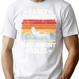 Easily Distracted By Recumbent Bikes Funny Recumbent Bike T-Shirt for Men & Women, T-Shirts Graphic Tee - White