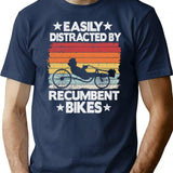 Easily Distracted By Recumbent Bikes Funny Recumbent Bike T-Shirt for Men & Women, T-Shirts Graphic Tee - Navy