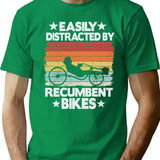 Easily Distracted By Recumbent Bikes Funny Recumbent Bike T-Shirt for Men & Women, T-Shirts Graphic Tee - Green
