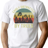 Easily Distracted By Trees Vintage Funny Tree T-Shirt - White