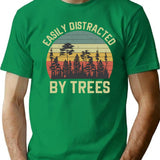 Easily Distracted By Trees Vintage Funny Tree T-Shirt - Green