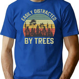 Easily Distracted By Trees Vintage Funny Tree T-Shirt - Blue
