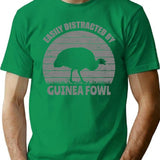 Easily Distracted Guinea Fowl Vintage T-Shirt - Retro Graphic Casual Tee - Green