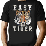 Easy Tiger Distressed T-Shirt - Retro Graphic Tee for Men & Women - Black