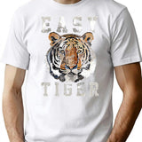 Easy Tiger Distressed T-Shirt - Retro Graphic Tee for Men & Women - White