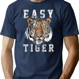Easy Tiger Distressed T-Shirt - Retro Graphic Tee for Men & Women - Navy