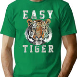 Easy Tiger Distressed T-Shirt - Retro Graphic Tee for Men & Women - Green