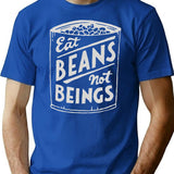 Eat Beans Not Beings T-Shirt - Retro Graphic Tee for Men & Women - Blue