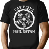 Eat Pizza Hail Satan Occult Satanic T-Shirt for Men & Women, T-Shirts Graphic Tee - Black