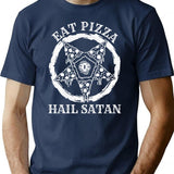 Eat Pizza Hail Satan Occult Satanic T-Shirt for Men & Women, T-Shirts Graphic Tee - Navy
