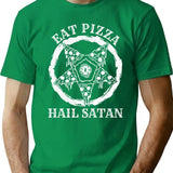 Eat Pizza Hail Satan Occult Satanic T-Shirt for Men & Women, T-Shirts Graphic Tee - Green