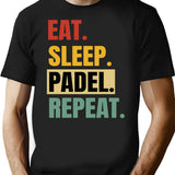 Eat Sleep Padel Repeat Funny Padel Tennis T-Shirt - Black