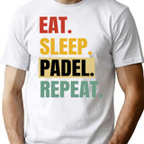Eat Sleep Padel Repeat Funny Padel Tennis T-Shirt - White