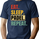 Eat Sleep Padel Repeat Funny Padel Tennis T-Shirt - Navy