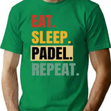 Eat Sleep Padel Repeat Funny Padel Tennis T-Shirt - Green
