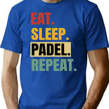 Eat Sleep Padel Repeat Funny Padel Tennis T-Shirt - Blue