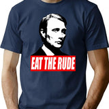 Eat The Rude - Hannibal Dark Background T-Shirt for Men & Women, T-Shirts Graphic Tee - Navy