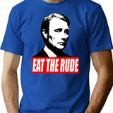Eat The Rude - Hannibal Dark Background T-Shirt for Men & Women, T-Shirts Graphic Tee - Blue