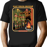 Eat Your Greens T-Shirt - Retro Graphic Tee for Men & Women - Black