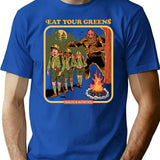 Eat Your Greens T-Shirt - Retro Graphic Tee for Men & Women - Blue