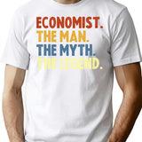 Economist The Man The Myth The Legend T-Shirt for Men & Women, T-Shirts Graphic Tee - White
