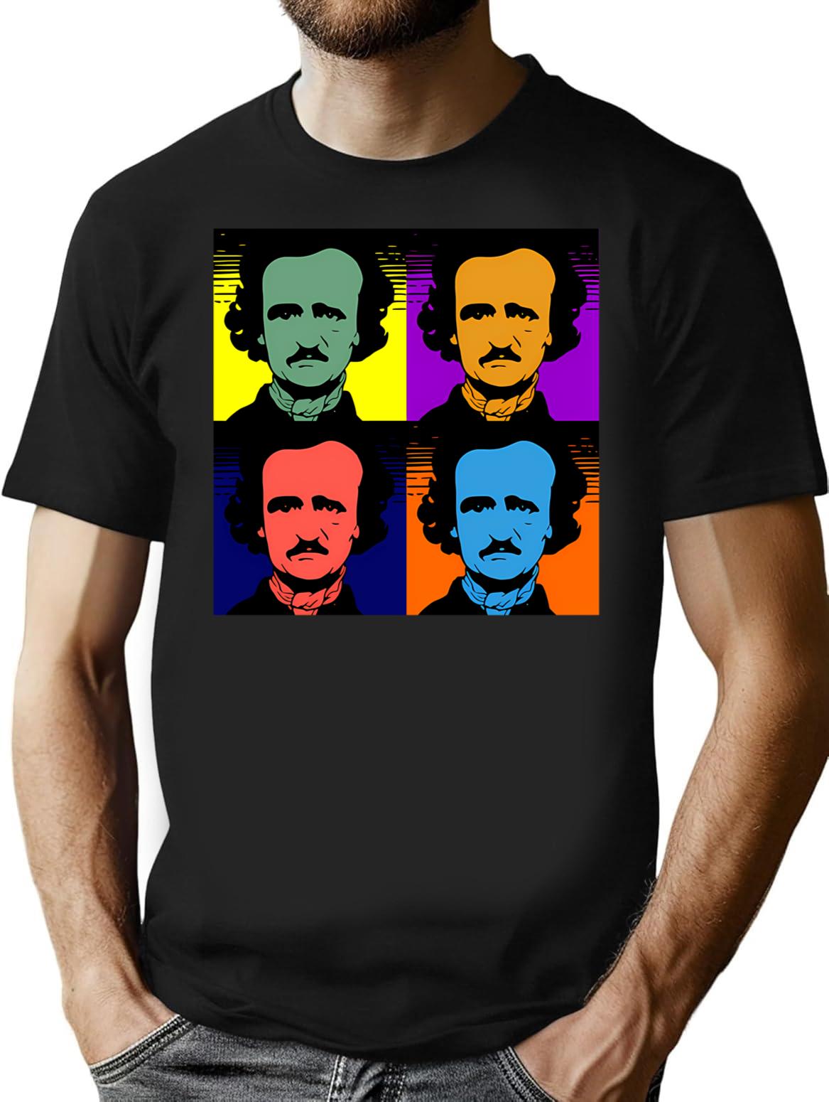 Edgar Allen Poe Pop Art T-Shirt - Retro Graphic Tee for Men & Women - Black