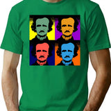Edgar Allen Poe Pop Art T-Shirt - Retro Graphic Tee for Men & Women - Green