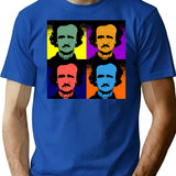 Edgar Allen Poe Pop Art T-Shirt - Retro Graphic Tee for Men & Women - Blue
