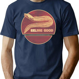 Eeling Good - Funny Eel Design Feeling Good Fish Pun T-Shirt for Men & Women, T-Shirts Graphic Tee - Navy