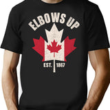 Elbows Up Canada Est. 1867 Vintage Canadian Maple Leaf Design T-Shirt - Black
