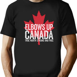 Elbows Up Canada T Shirt True North Strong And Free Maple Leaf Hockey Fan Gift - Black