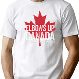 Elbows Up Canada T Shirt True North Strong And Free Maple Leaf Hockey Fan Gift - White