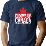 Elbows Up Canada T Shirt True North Strong And Free Maple Leaf Hockey Fan Gift - Navy